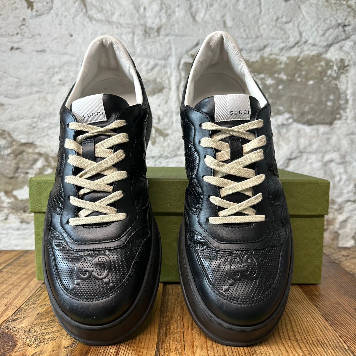 Gucci Chunky Embossed GG Black Sneaker Sz 11.5