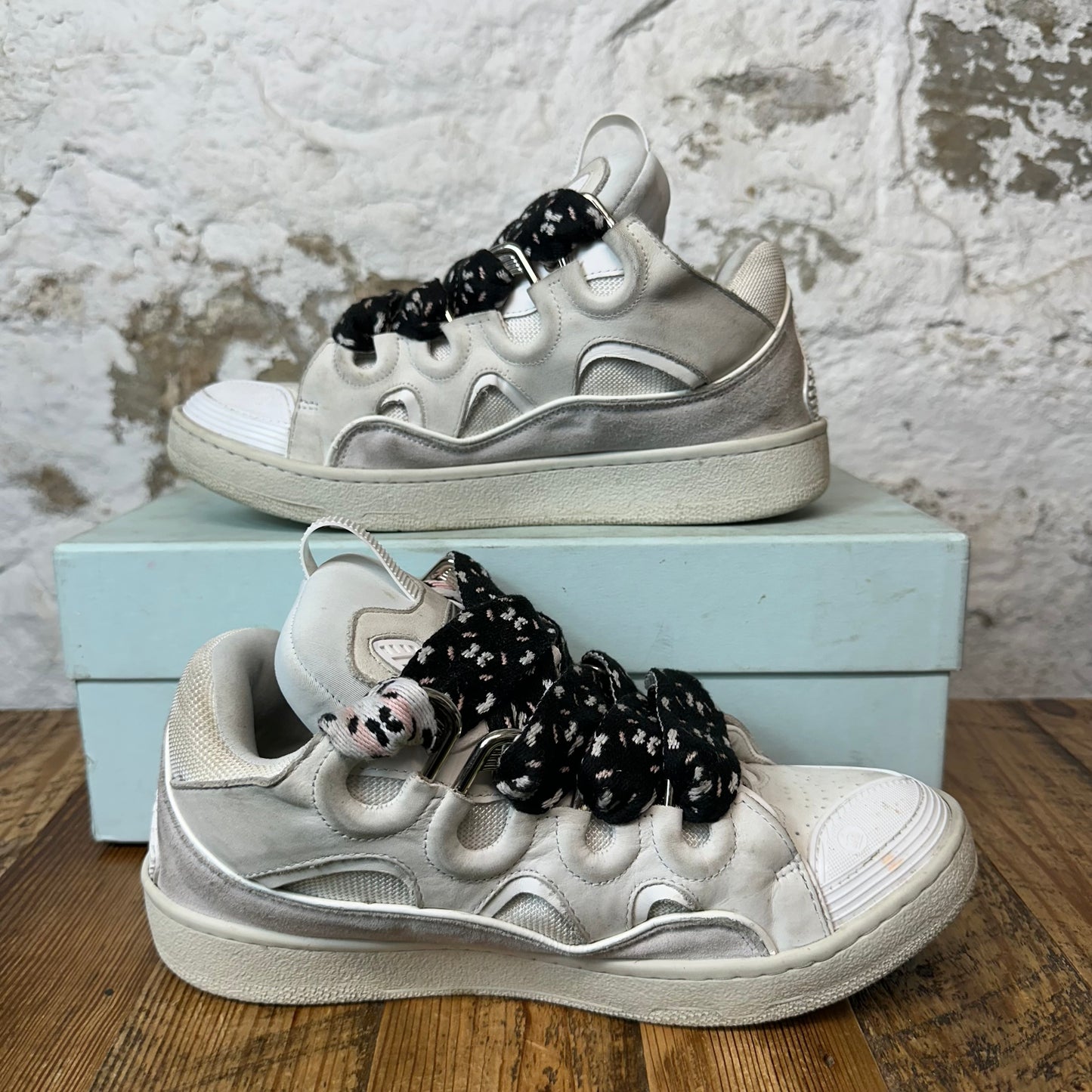 Lanvin Curb Black White Lace Gray Sneaker Sz 9 (42)