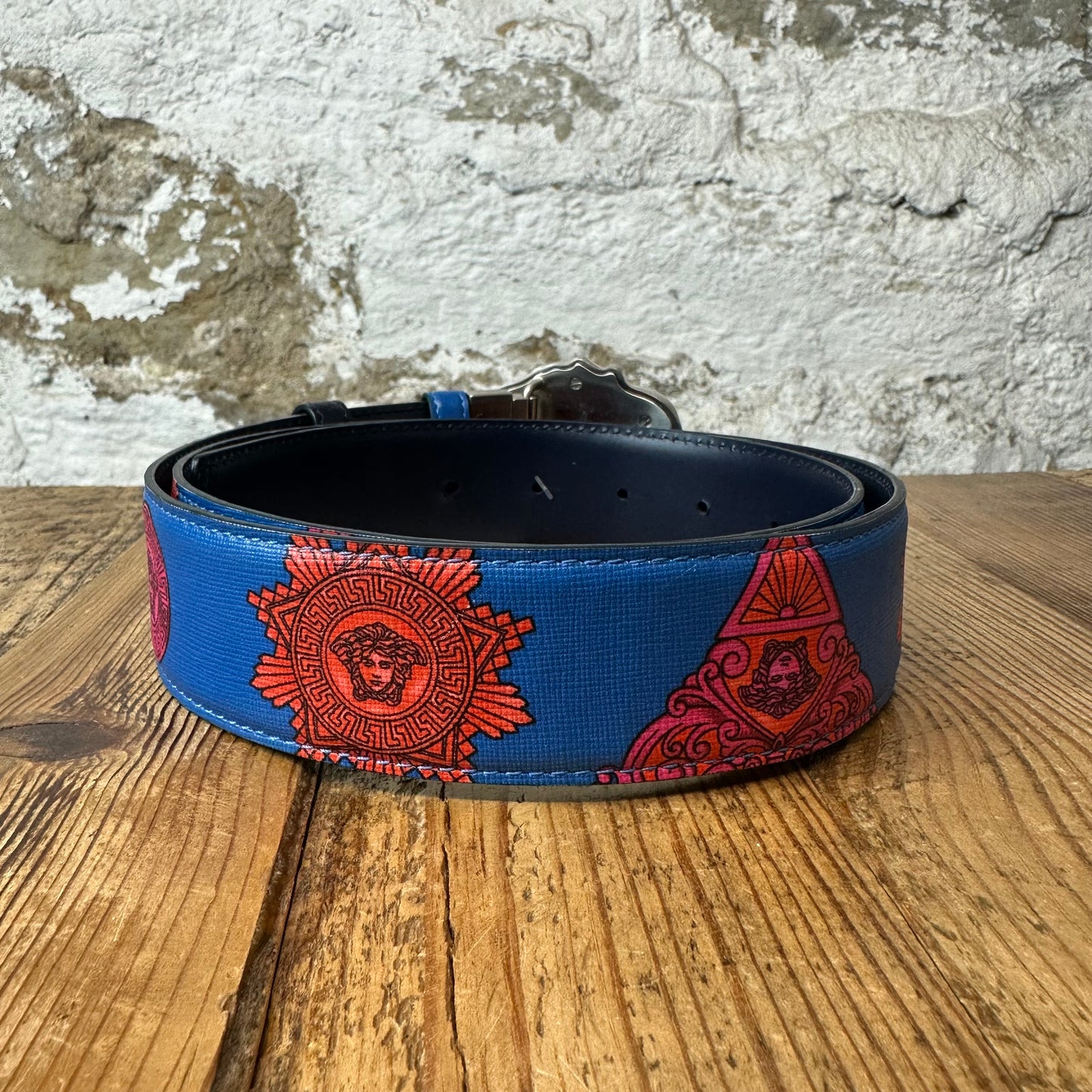 Versace Silver Medusa Blue Black Belt Sz (100/40)