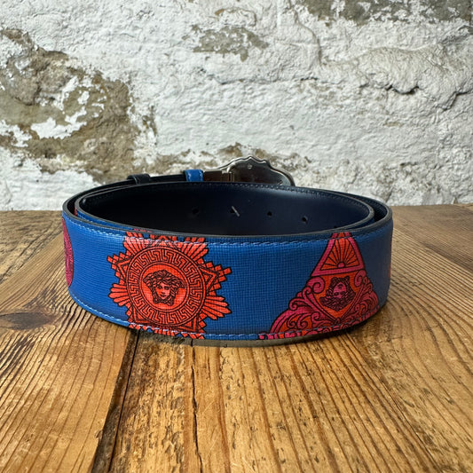 Versace Silver Medusa Blue Black Belt Sz (100/40)