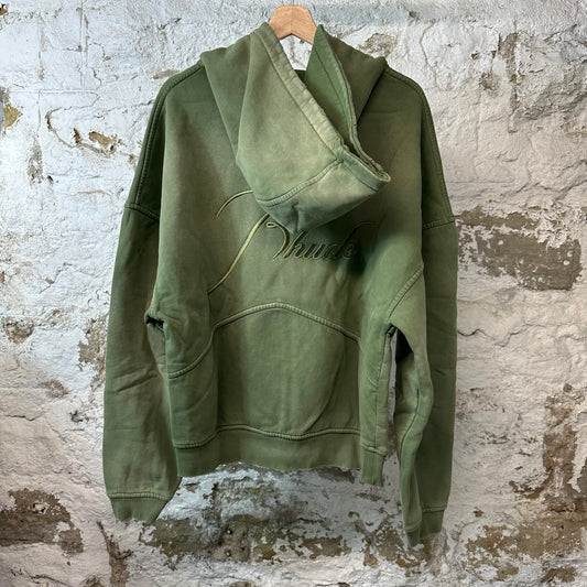 Rhude Script Sundry Olive Zip Up Hoodie