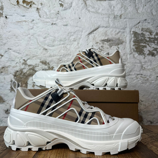 Burberry Arthur Tan Plaid White Sneaker Sz 12 (45) DS