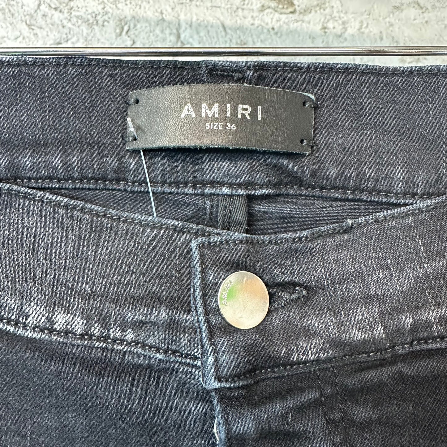 Amiri MX1 Black White Woven Black Denim Jeans Sz 36