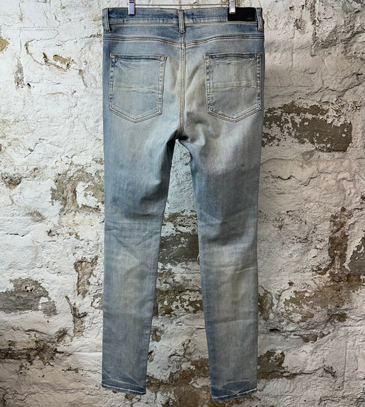 Amiri Multicolor Paisley Blue Denim Jeans Sz 36