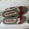 Louis Vuitton Black Grey Red Strap Trainer Sneaker Sz 9.5 (8LV)