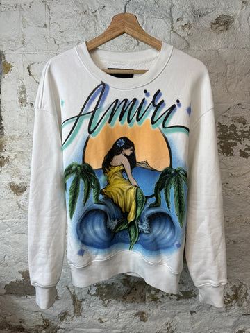 Amiri Mermaid Beach Crewneck White Sz M