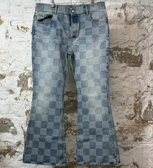 Louis Vuitton Damier 3D Bootcut Denim Jeans Sz 38