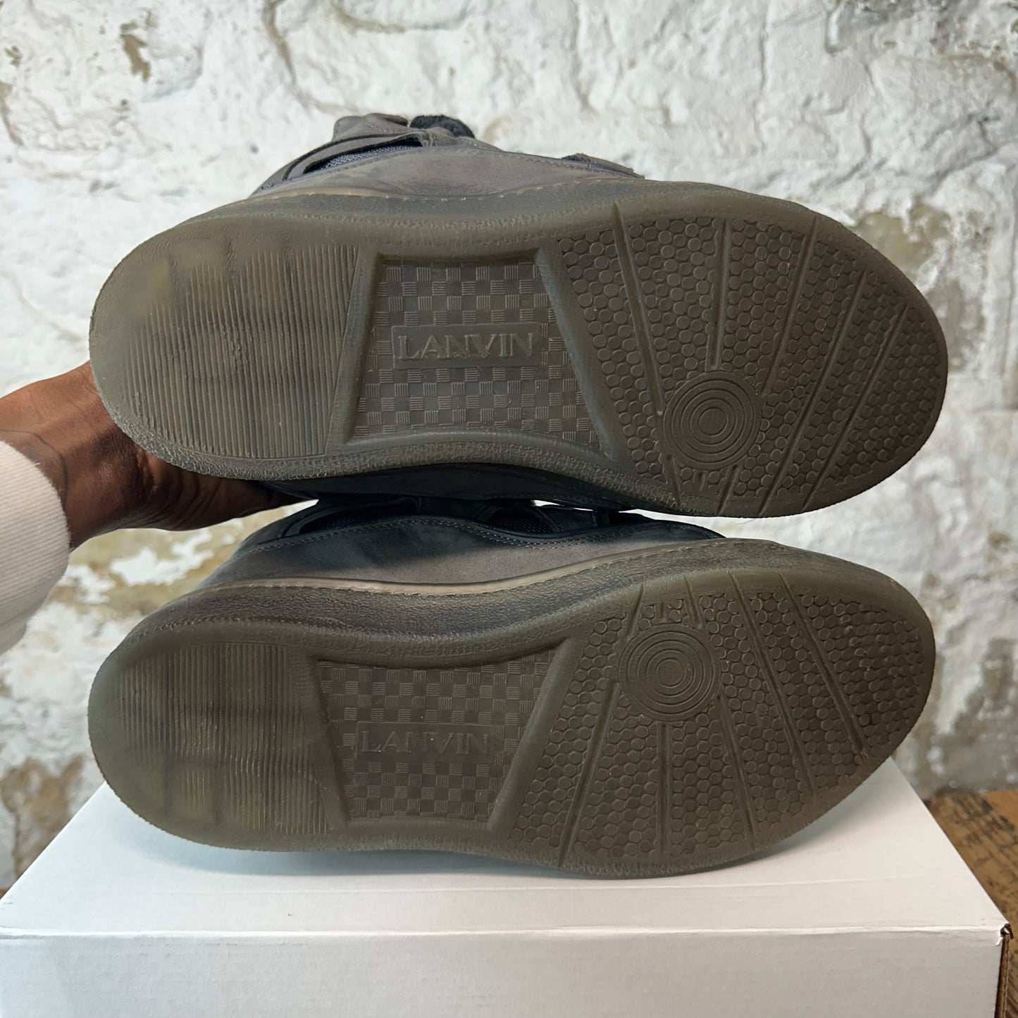 Lanvin Curb Black Lace Grey Sneaker Sz 13 (46)