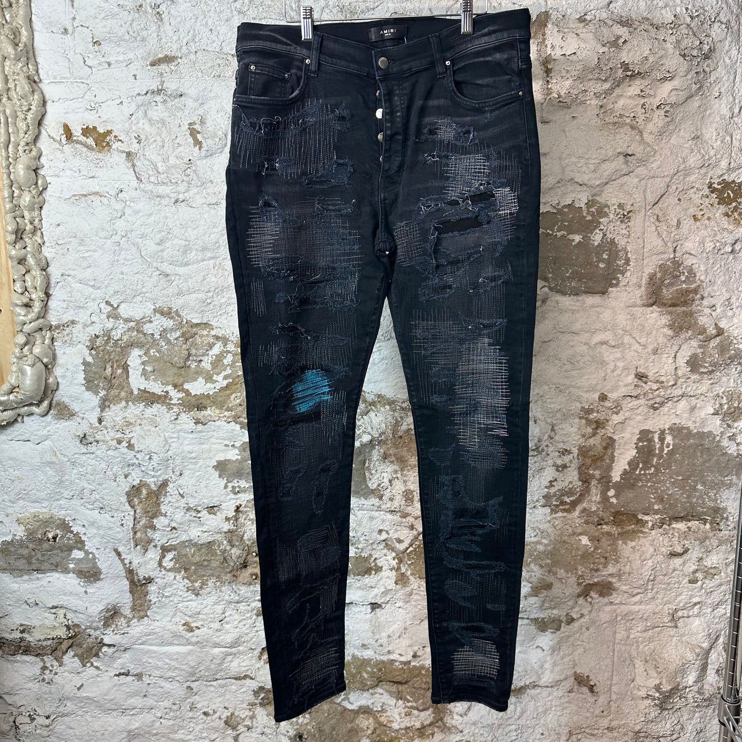 Amiri Stitched Black Denim Jeans Sz 36