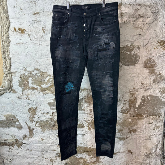 Amiri Stitched Black Denim Jeans Sz 36