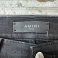 Amiri MX1 Black Leather Black Waxed Denim Jeans Sz 29
