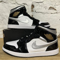 Air Jordan 1 Mid Patent Black Silver Sz 15