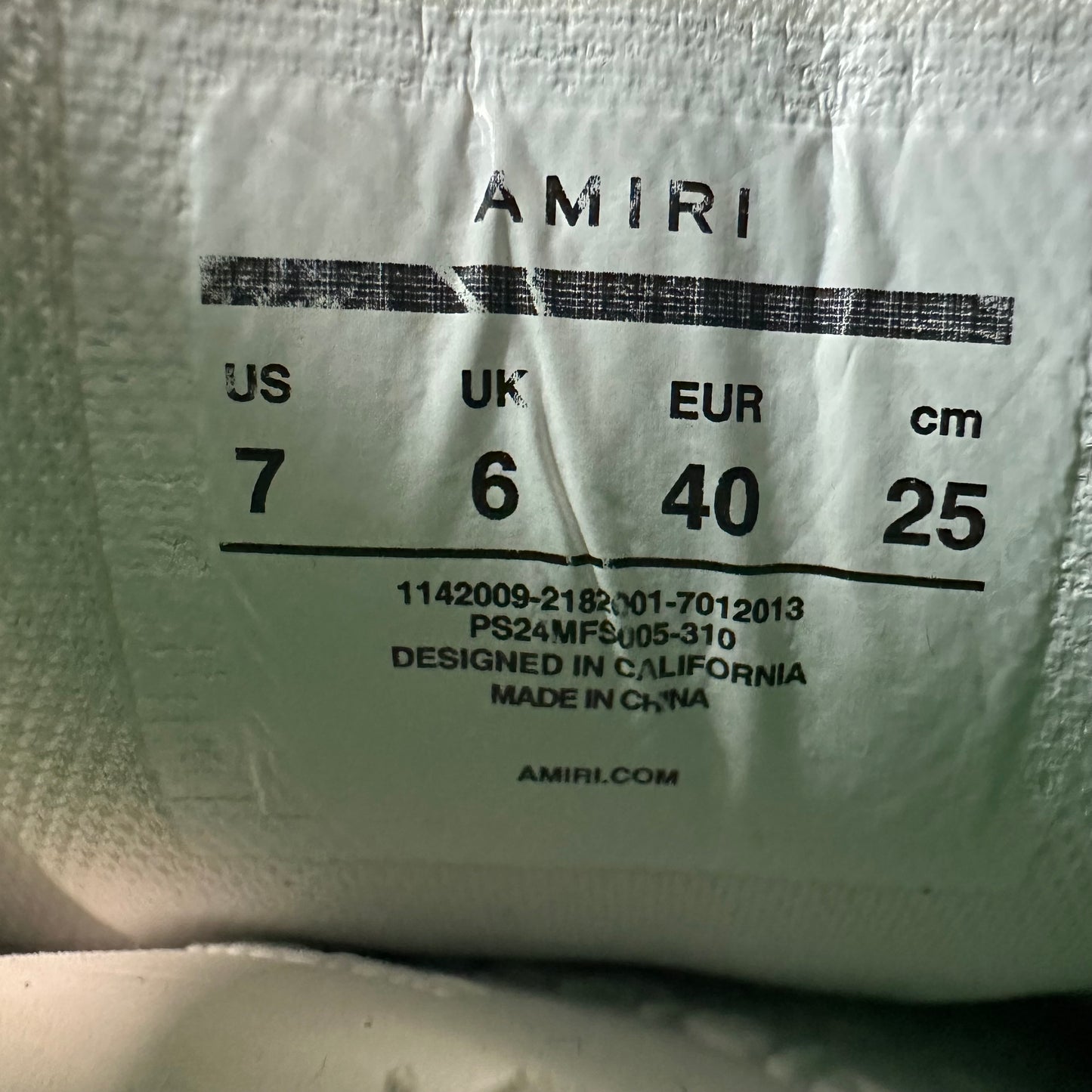Amiri Green Skeleton White Sneaker Sz 7 (40)