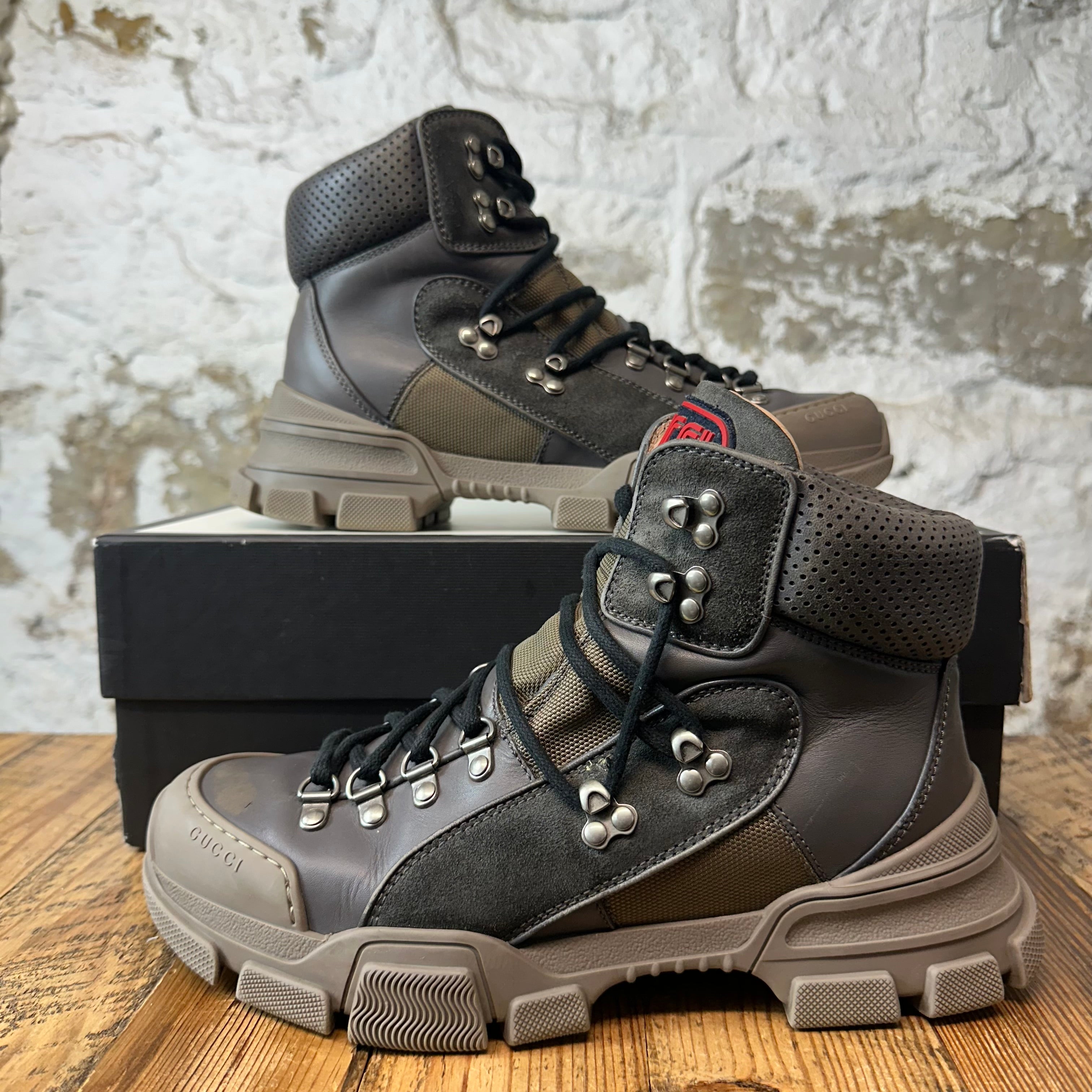 Gucci High Flashtrek Grey Boot Sz 7