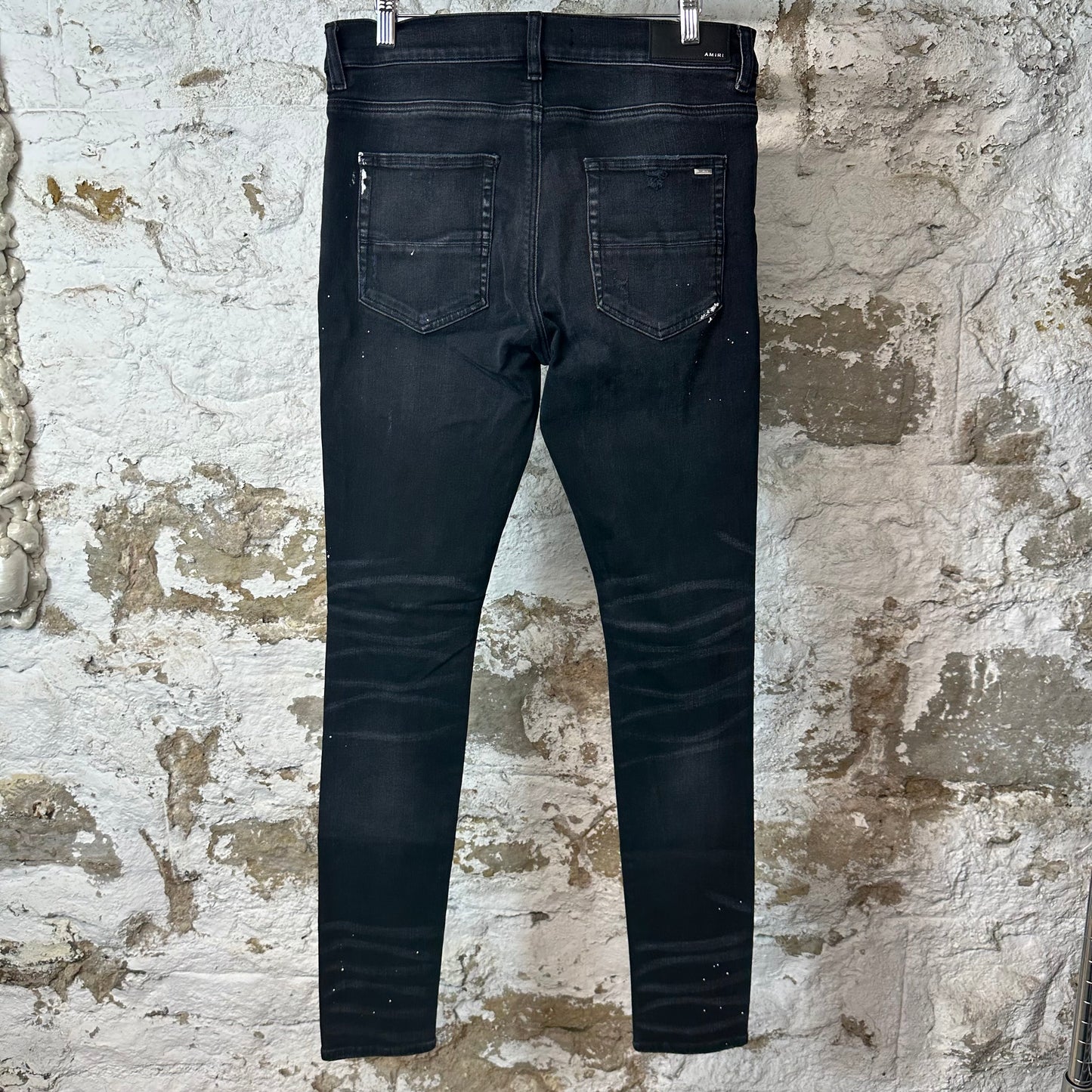 Amiri MX1 Brown Plaid Flannel Black Denim Jeans Sz 32