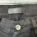 Amiri MX1 Black Leather Black Waxed Thrasher Denim Jeans Sz 30