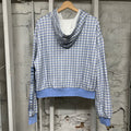 Vale Blue Plaid Reversible Thermal Hoodie Sz S