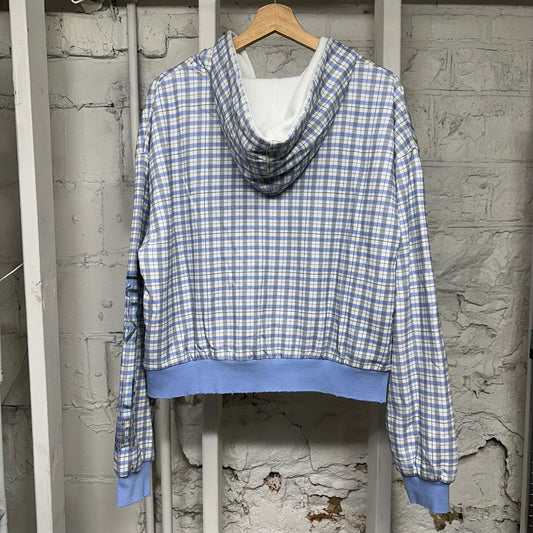 Vale Blue Plaid Reversible Thermal Hoodie Sz S