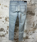 Amiri MX1 Cream Suede Light Wash Blue Denim Jeans Sz 38