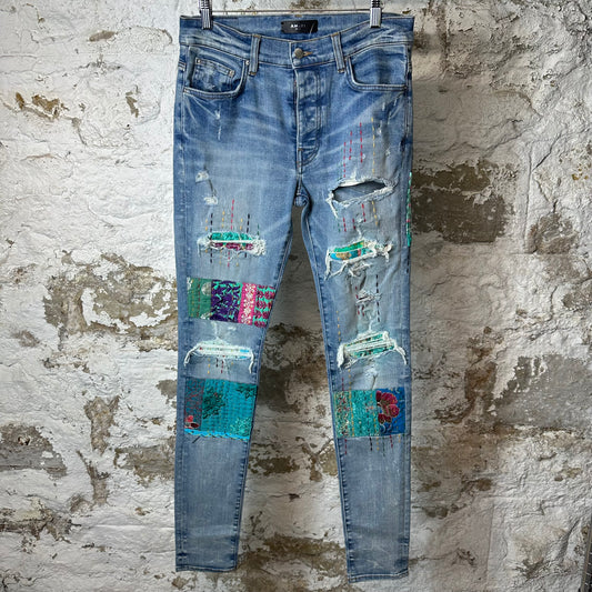 Amrii MX1 Quilted Patch Blue Denim Jeans Sz 31