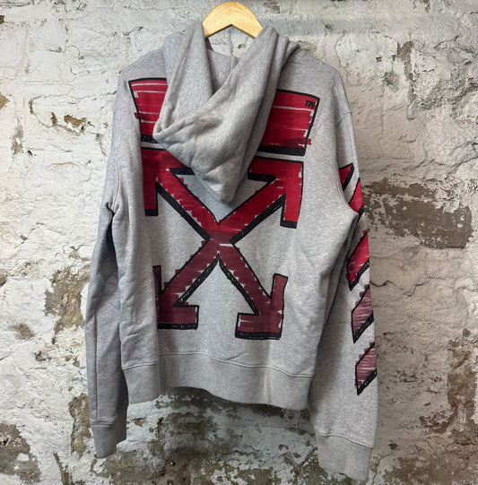 Off White Red Arrows Hoodie Gray Sz L