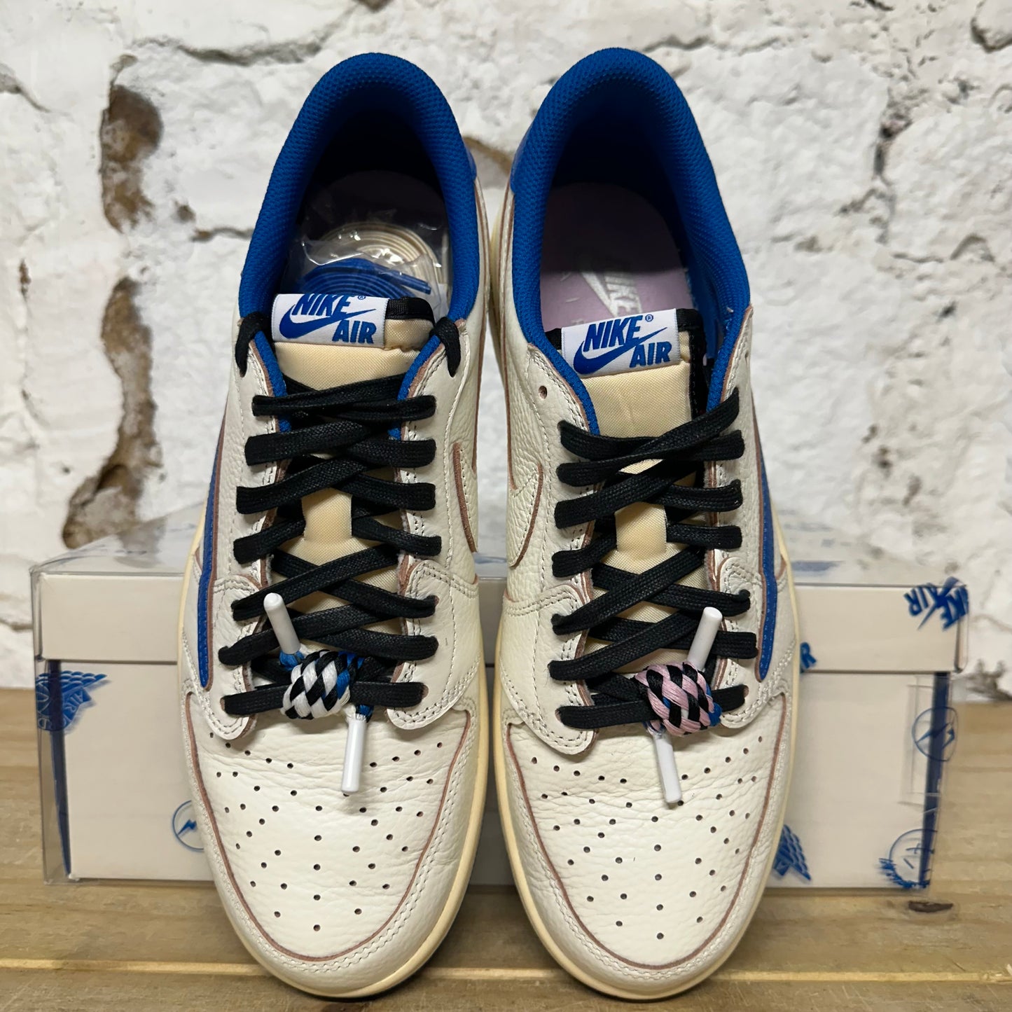 Air Jordan 1 Fragment Travis Scott Sail Military Blue Sz 10