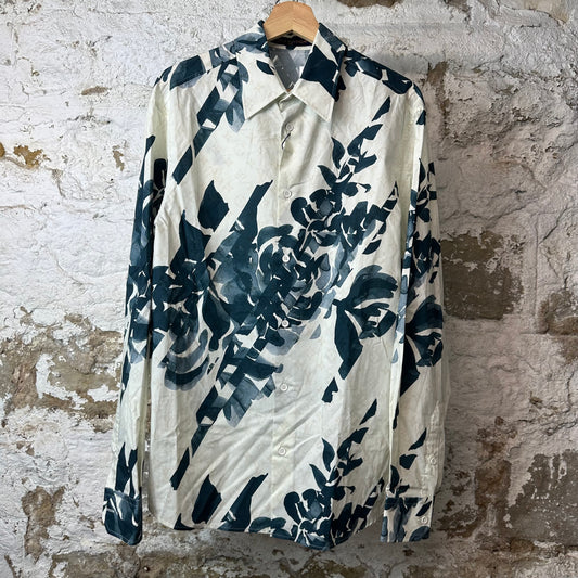 Louis Vuitton Blue Flower Monogram Button Up Shirt Sz M