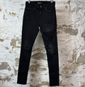 Amiri MX1 Black Leather Black Denim Jeans Sz 29