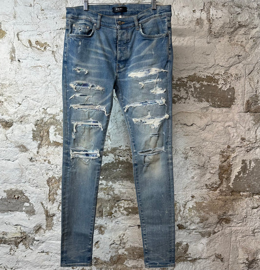 Amiri MX1 Blue Tie Dye Blue Denim Jeans Sz 33