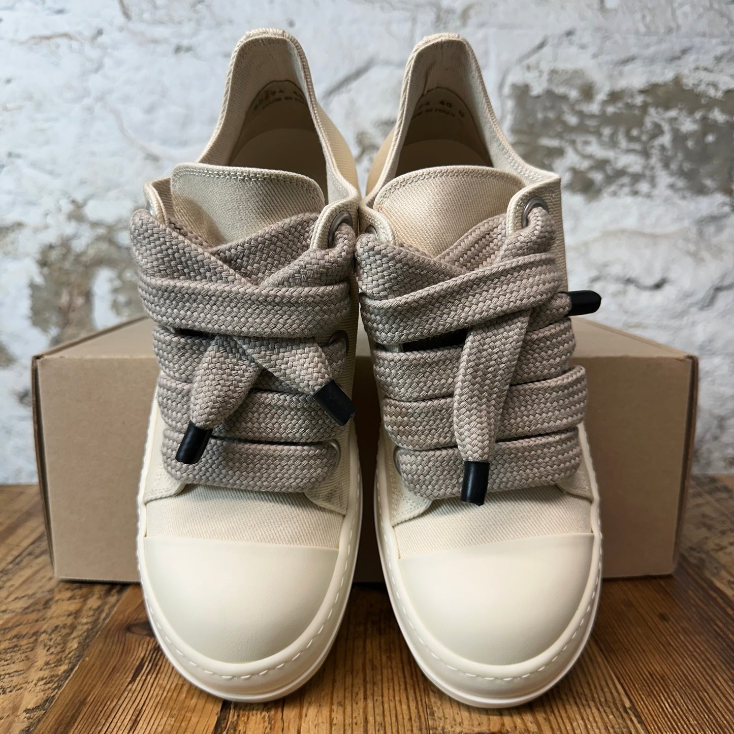 Rick Owens Jumbo Lace Milk Canvas Sneaker DS