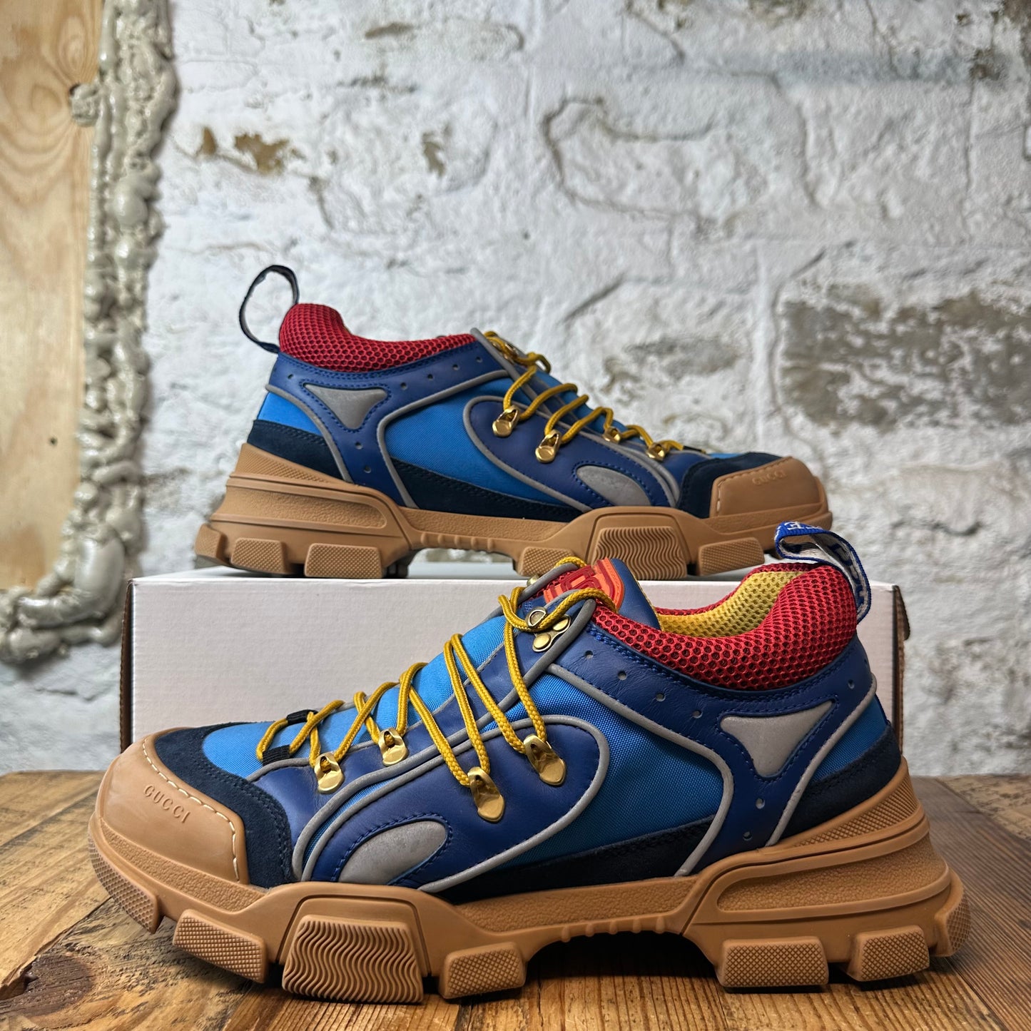 Gucci Flashtrek Red Blue Brown Boot Sz 11