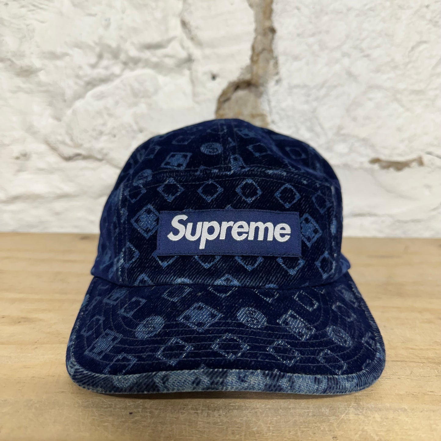 Supreme Flocked Denim Camp Hat