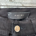 Amiri MX1 Black Leather Black Denim Jeans Sz 29