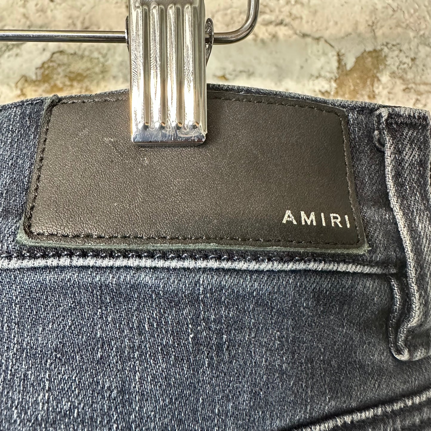 Amiri MX1 Red Suede Faded Black Denim Jeans Sz 36