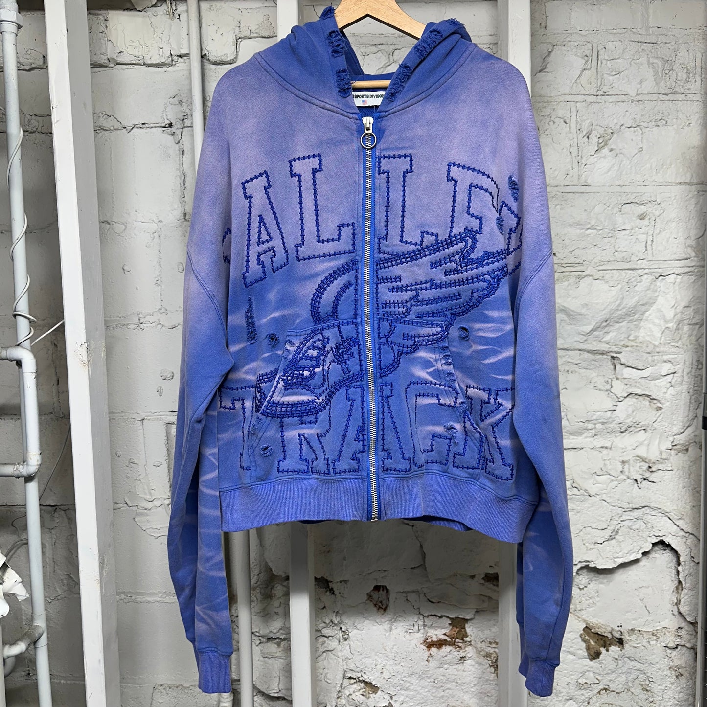 Vale Track Faded Blue Zip Up Hoodie Sz XXL