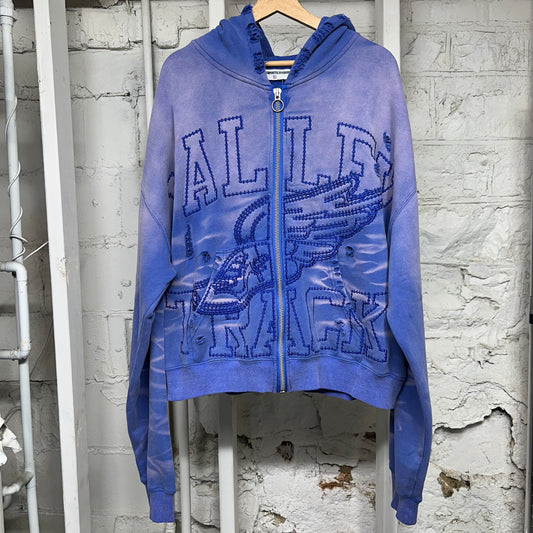 Vale Track Faded Blue Zip Up Hoodie Sz XXL
