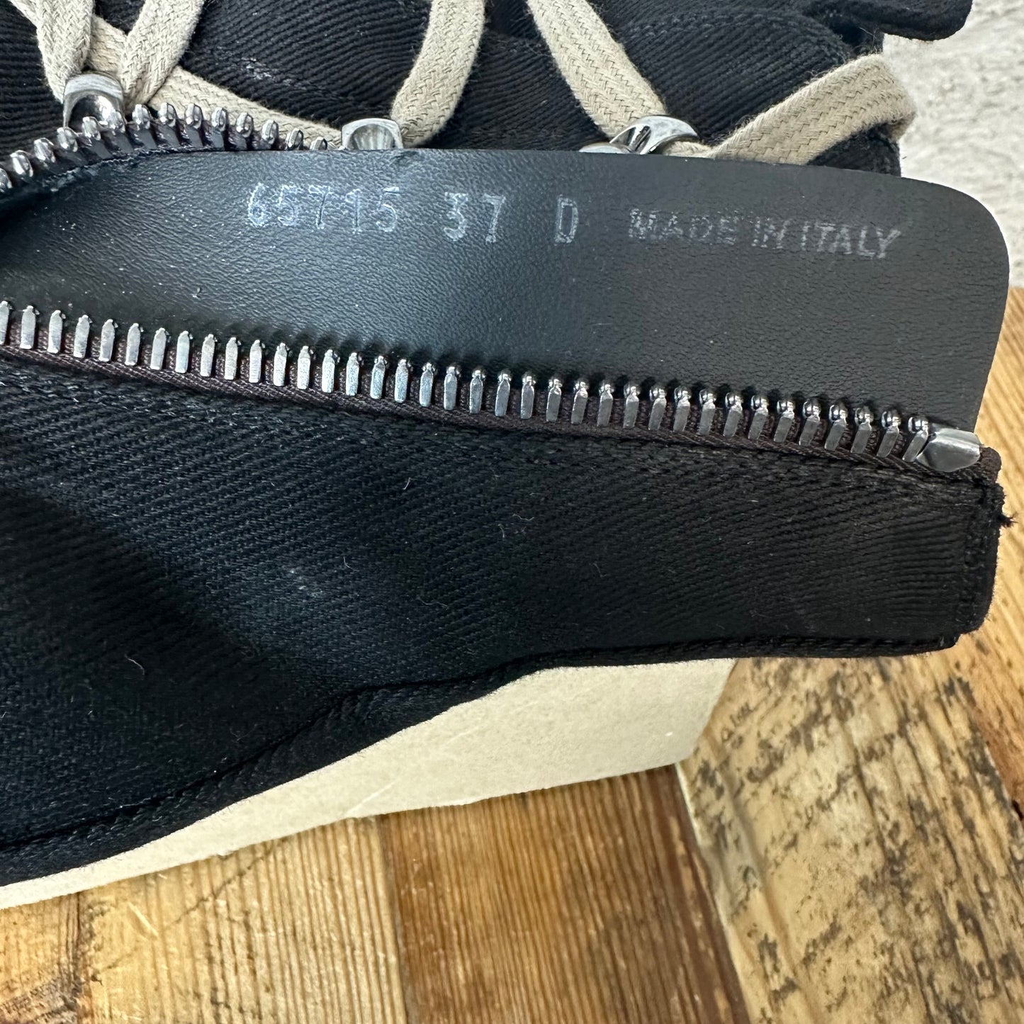 Rick Owens High Hexa Lace Black Pearl Sneaker Sz 5 (37)