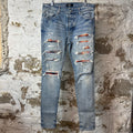 Amiri MX1 Multicolor Flannel Blue Denim Jeans Sz 34