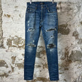 Amiri MX1 Black Suede Dark Blue Denim Jeans Sz 31