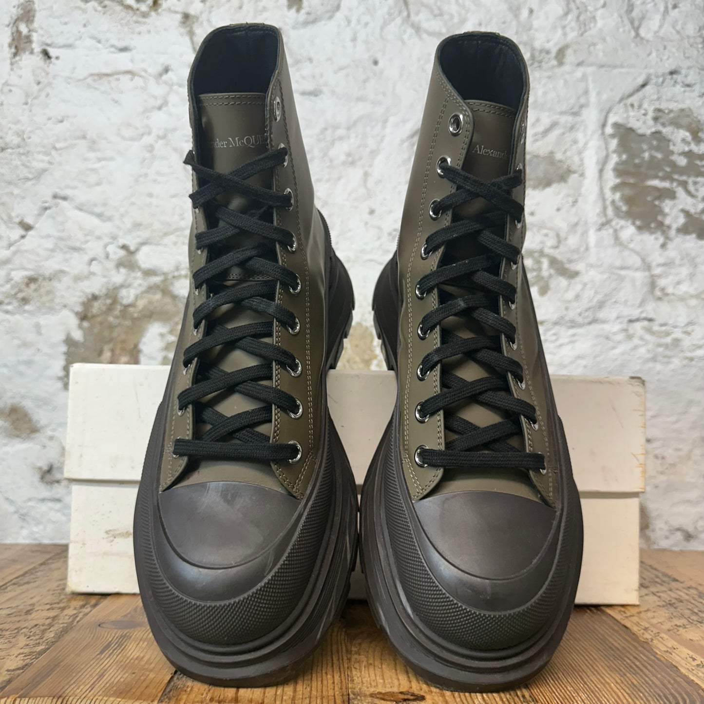 Alexander Mcqueen Olive Black Tread Boot Sz 10 (43)