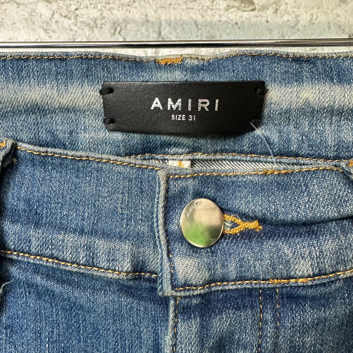 Amiri MX1 Sky Blue Cream Blue Denim Jeans Sz 31