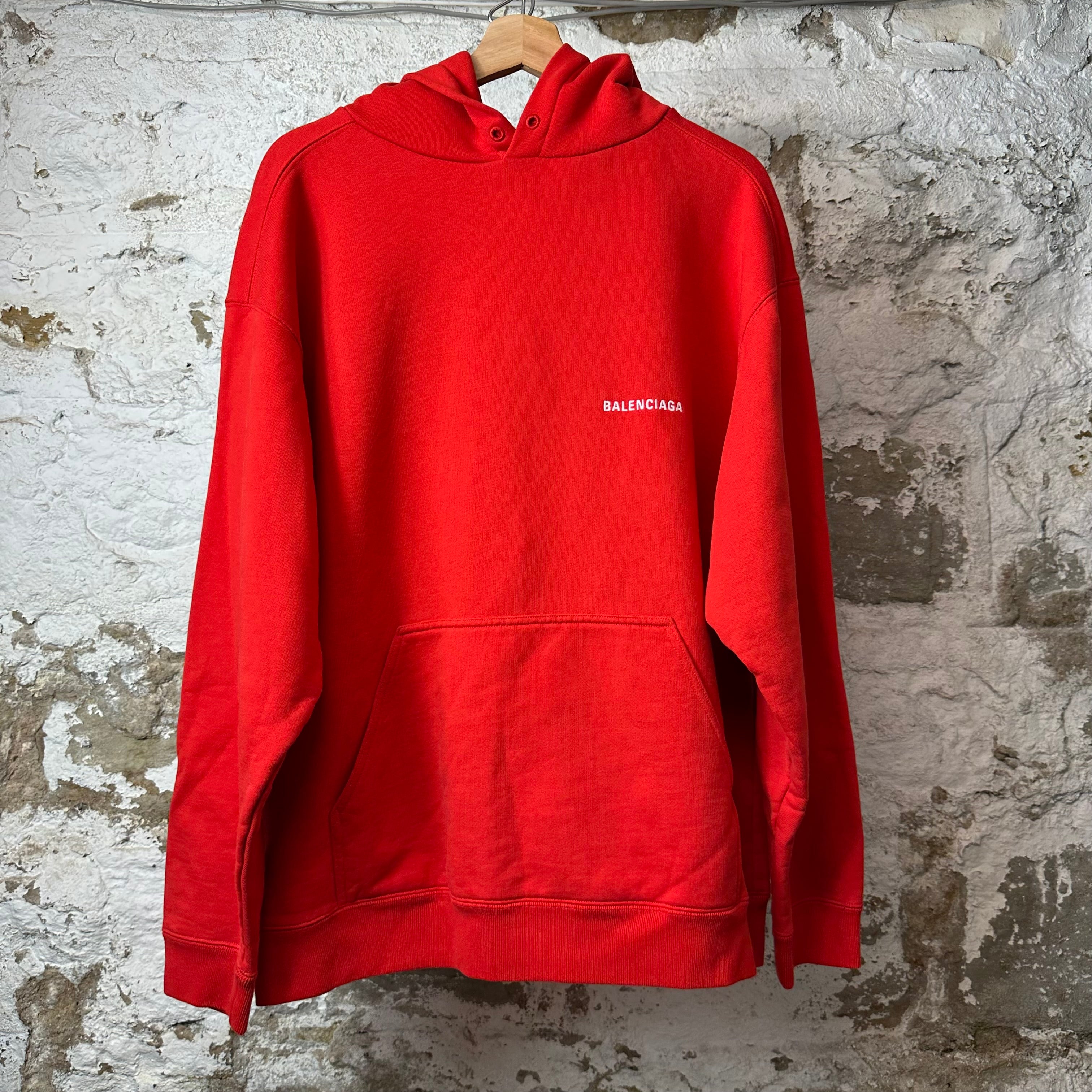 Balenciaga Embroidered Spellout Hoodie Red Sz M