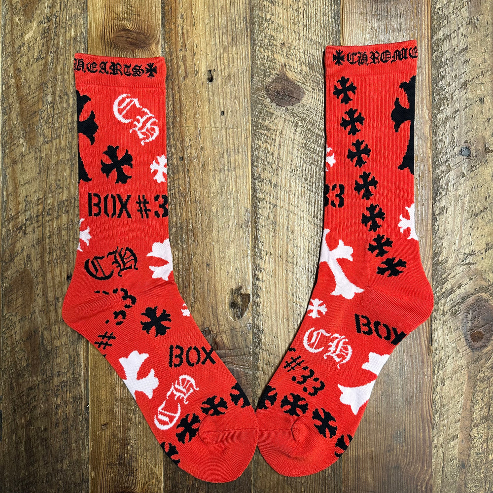 Chrome Hearts Red Stencil Socks DS