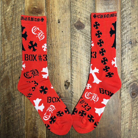 Chrome Hearts Red Stencil Socks DS