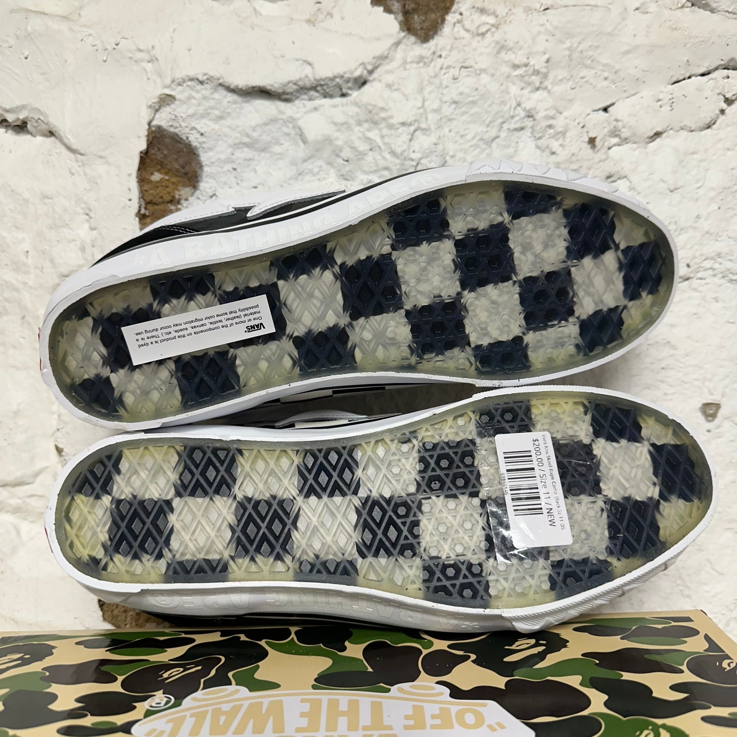 Vans Knu Skool Bape Camo Black Sz 11 DS