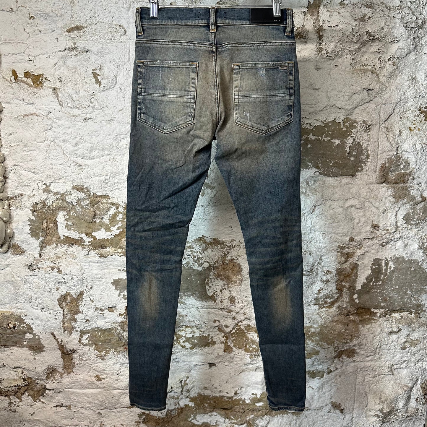 Amiri MX1 Plaid Dirty Blue Denim Jeans Sz 29