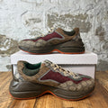 Gucci Rhyton Multicolor GG Monogram Brown Sneaker Sz 8.5