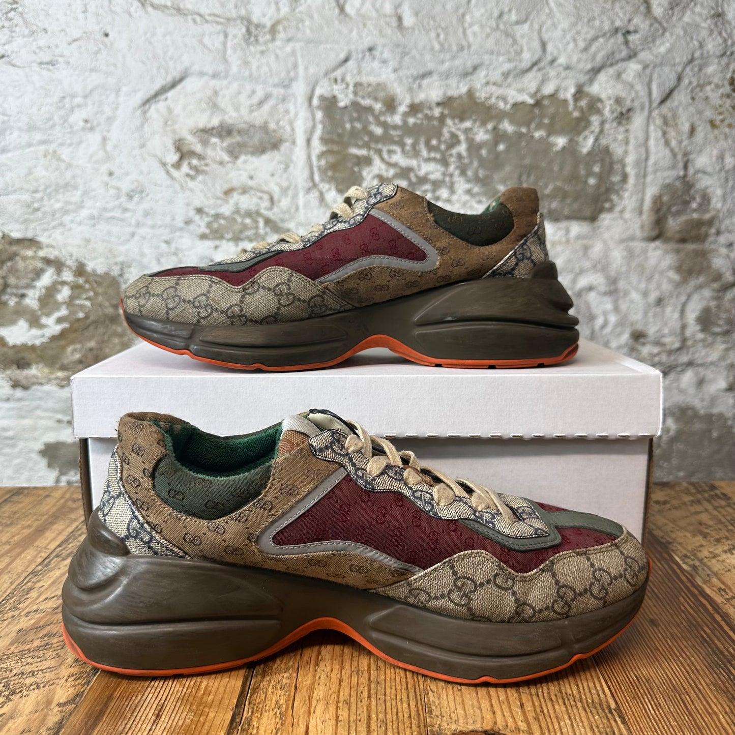Gucci Rhyton Multicolor GG Monogram Brown Sneaker Sz 8.5