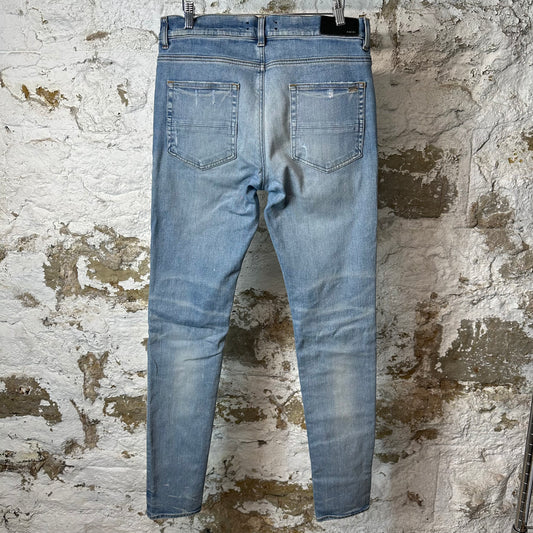 Amiri MX1 Cream Suede Blue Denim Jeans Sz 33