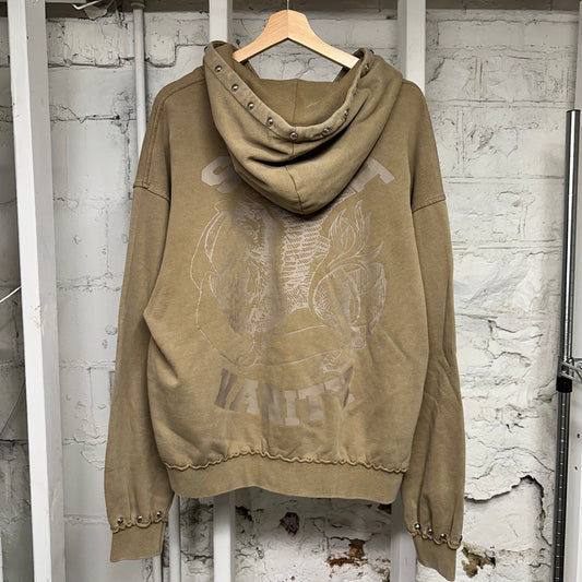 Saint Vanity French Terry Beige Studded Hoodie Sz S